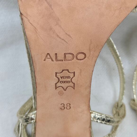 ALDO Gold Strappy High 4in Heels Size 38 / 7½ - Picture 10 of 10